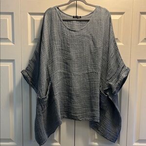 Women's Gray Linen Boho Top